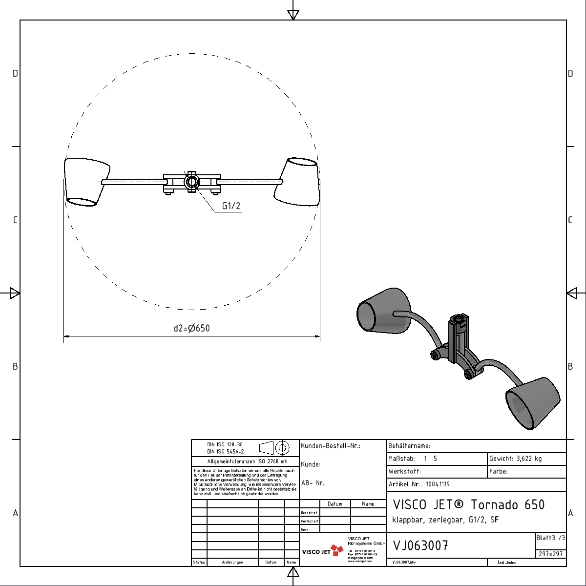 VISCO JET® TORNADO CLASSIC Ø 650mm folable with locking area 